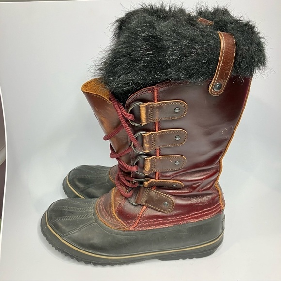 Sorel Joan of Ark Premium red leather boots size 8.5 - Picture 6 of 11